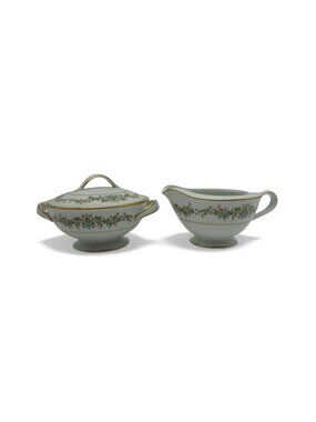 Vintage Noritake Barcelona 6673 Creamer Sugar Bowl Set Gold Trim Japan
